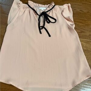 Mine Blush Pink Blouse with Black Tie